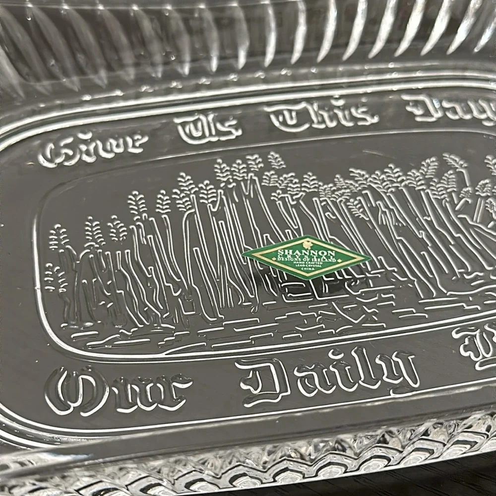 Shannon Crystal Ireland Handcrafted Lead Crystal Give Us This Day Bread Tray